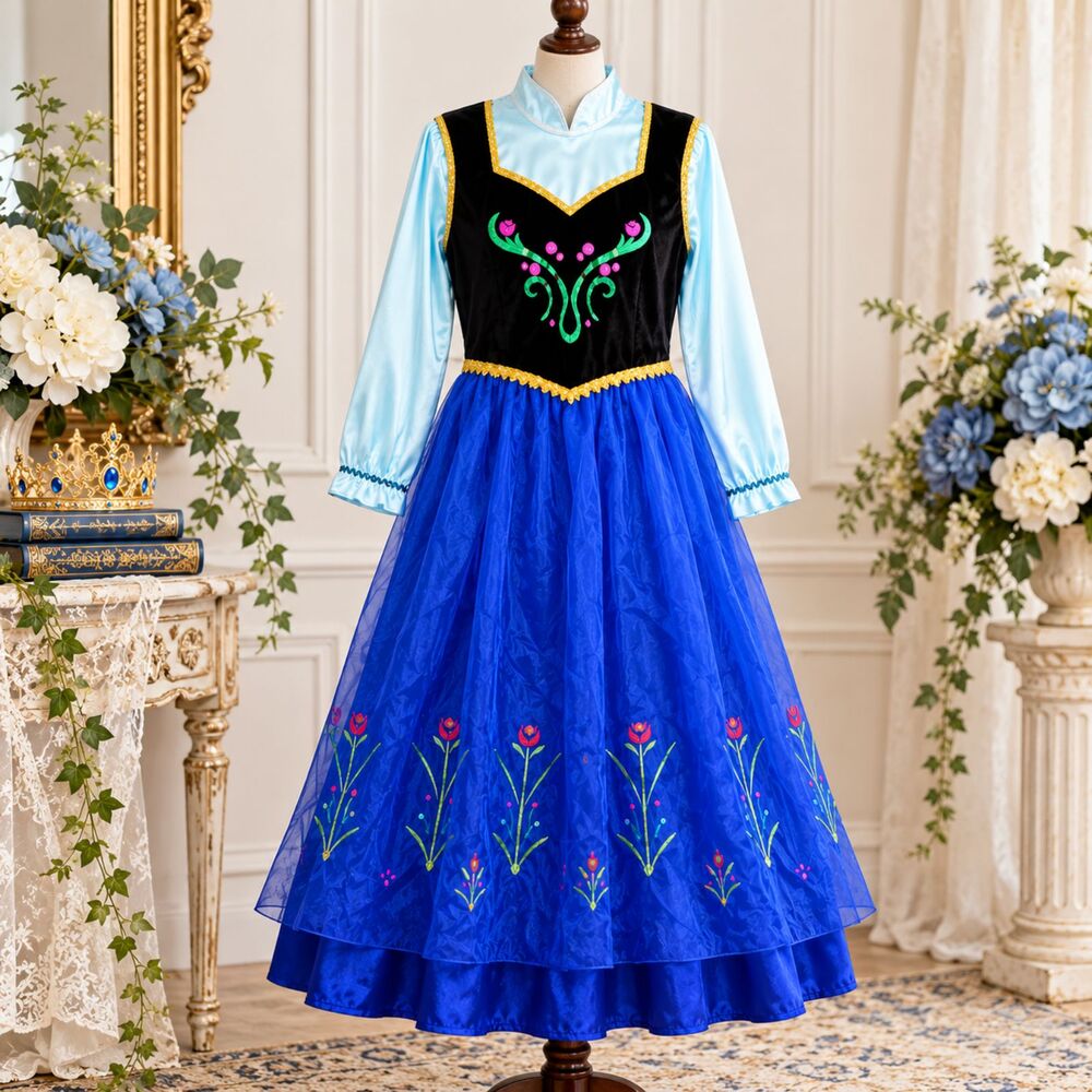 Funna Women's Princess Costume Dress Size Large Blue Black Velvet Sheer